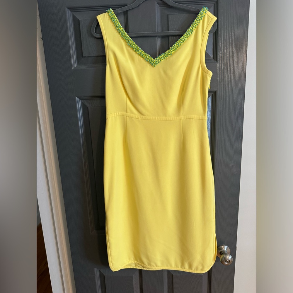 Tory Burch Yellow Beaded knee length dress